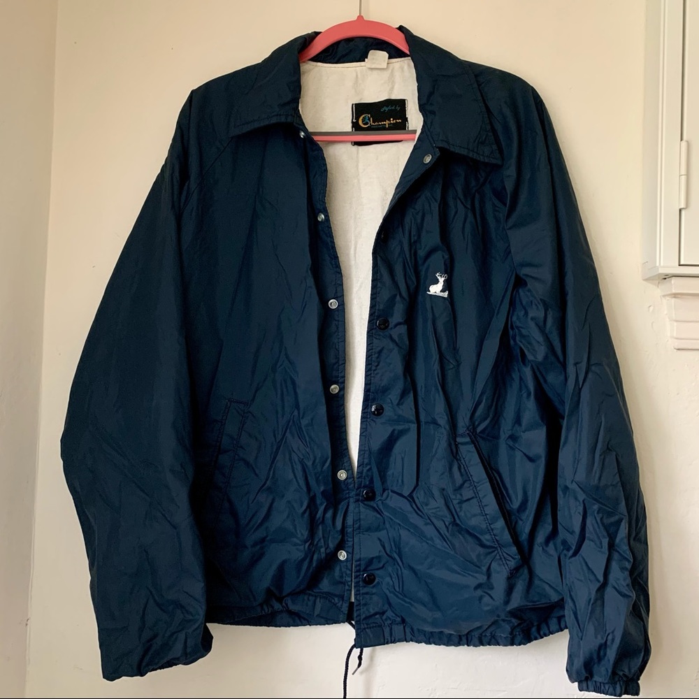 Vintage champion windbreaker navy rochester L